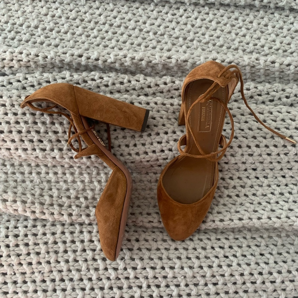 Aquazzura suede tie up heels